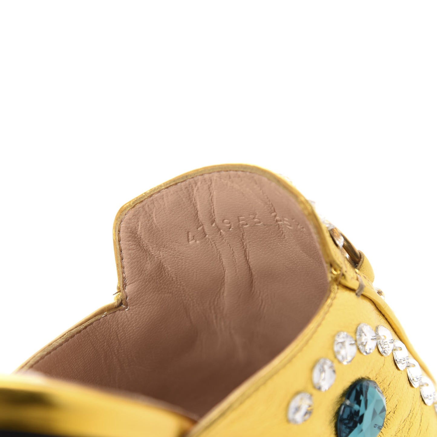 Metallic Nappa Crystal Womens Princetown Slippers 35.5 Gold