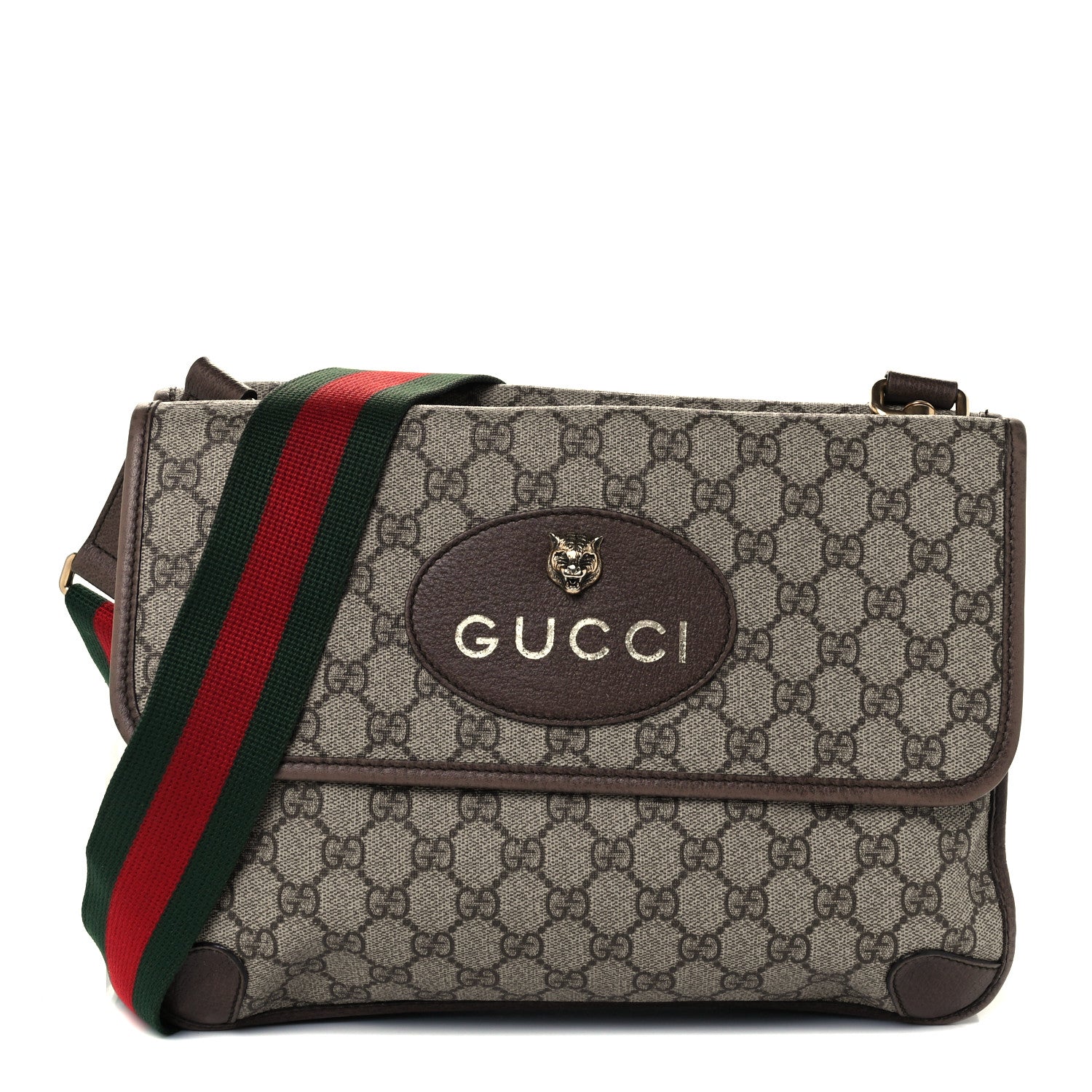 Gucci GG Supreme Monogram Web Neo Vintage Double Flap Messenger Bag Beige New Acero 1 of 11