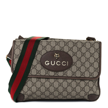 Gucci GG Supreme Monogram Web Neo Vintage Double Flap Messenger Bag Beige New Acero 1 of 11