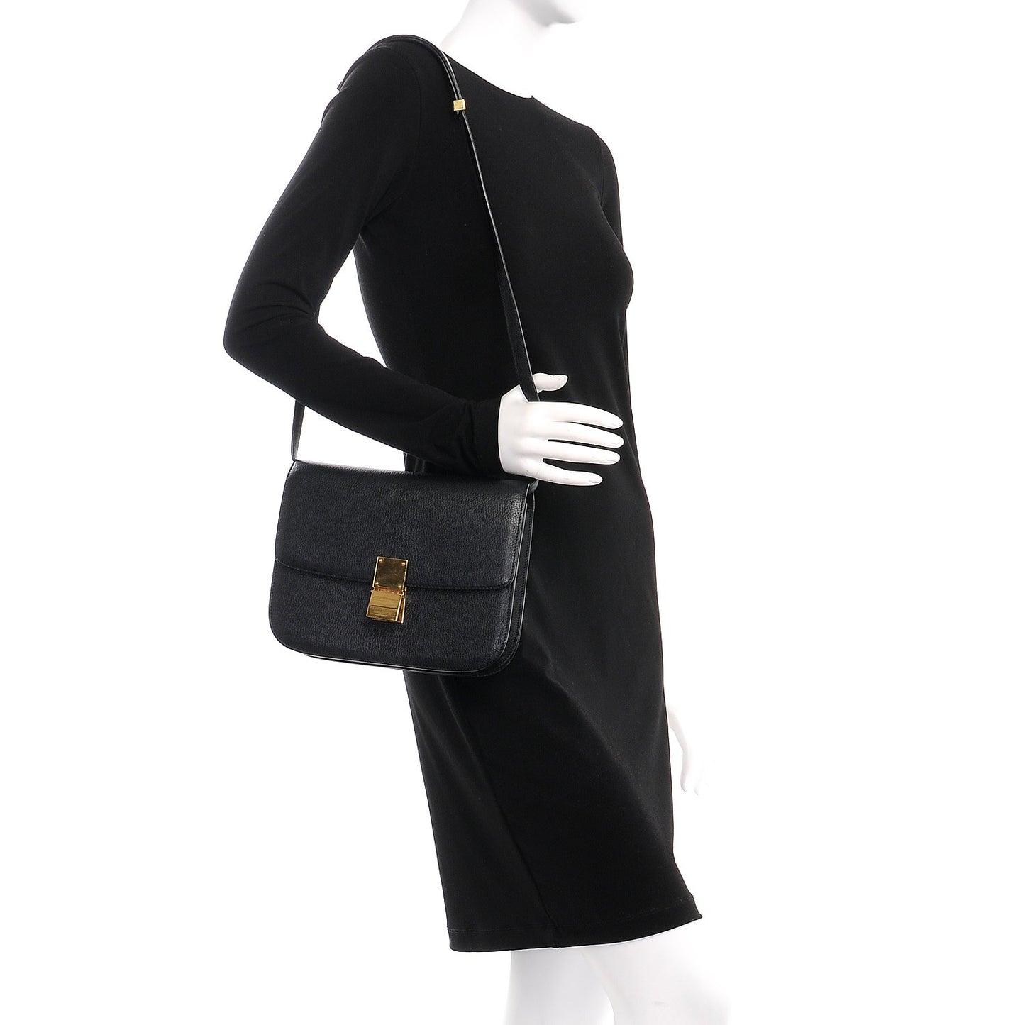 Goatskin Medium Classic Box Flap Bag Black