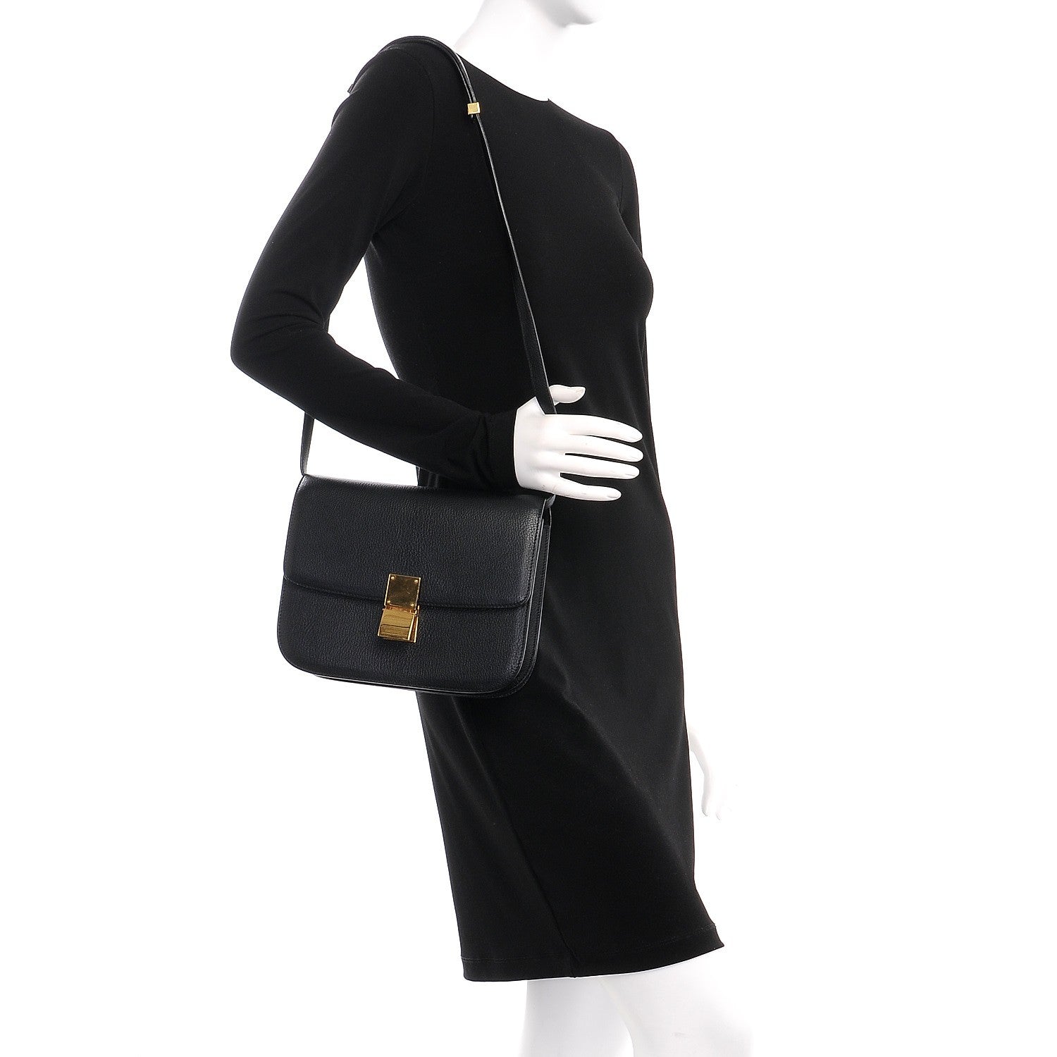Celine Goatskin Medium Classic Box Flap Bag Black 2 of 6