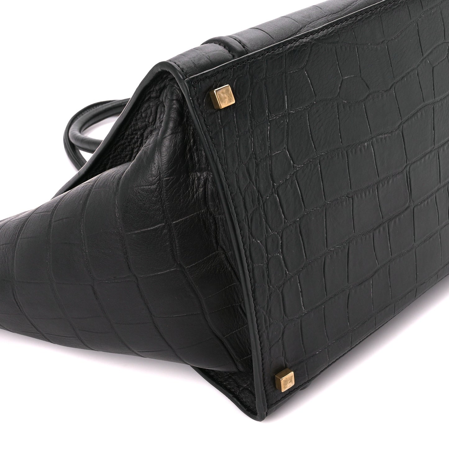 Crocodile Embossed Calfskin Medium Phantom Luggage Black