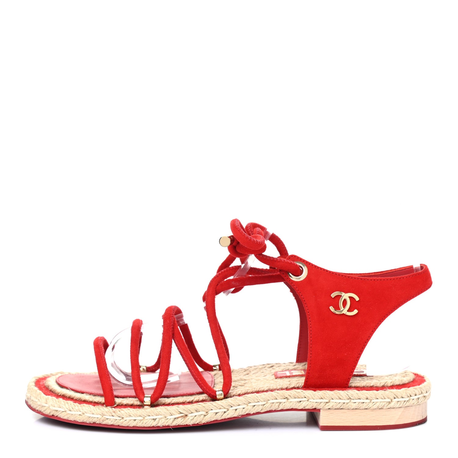 Chanel Suede Espadrille Sandals 38 Red 1 of 11