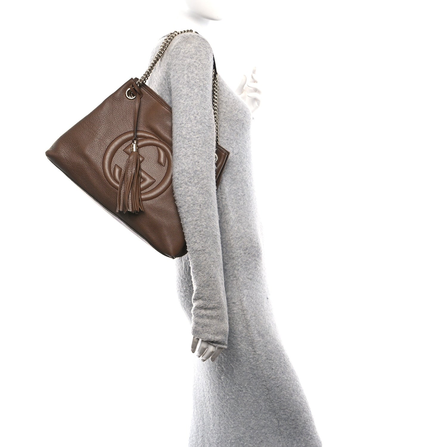 Gucci Pebbled Calfskin Medium Soho Chain Shoulder Bag Maple Brown 3 of 10