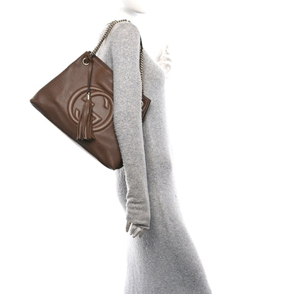 Gucci Pebbled Calfskin Medium Soho Chain Shoulder Bag Maple Brown 3 of 10