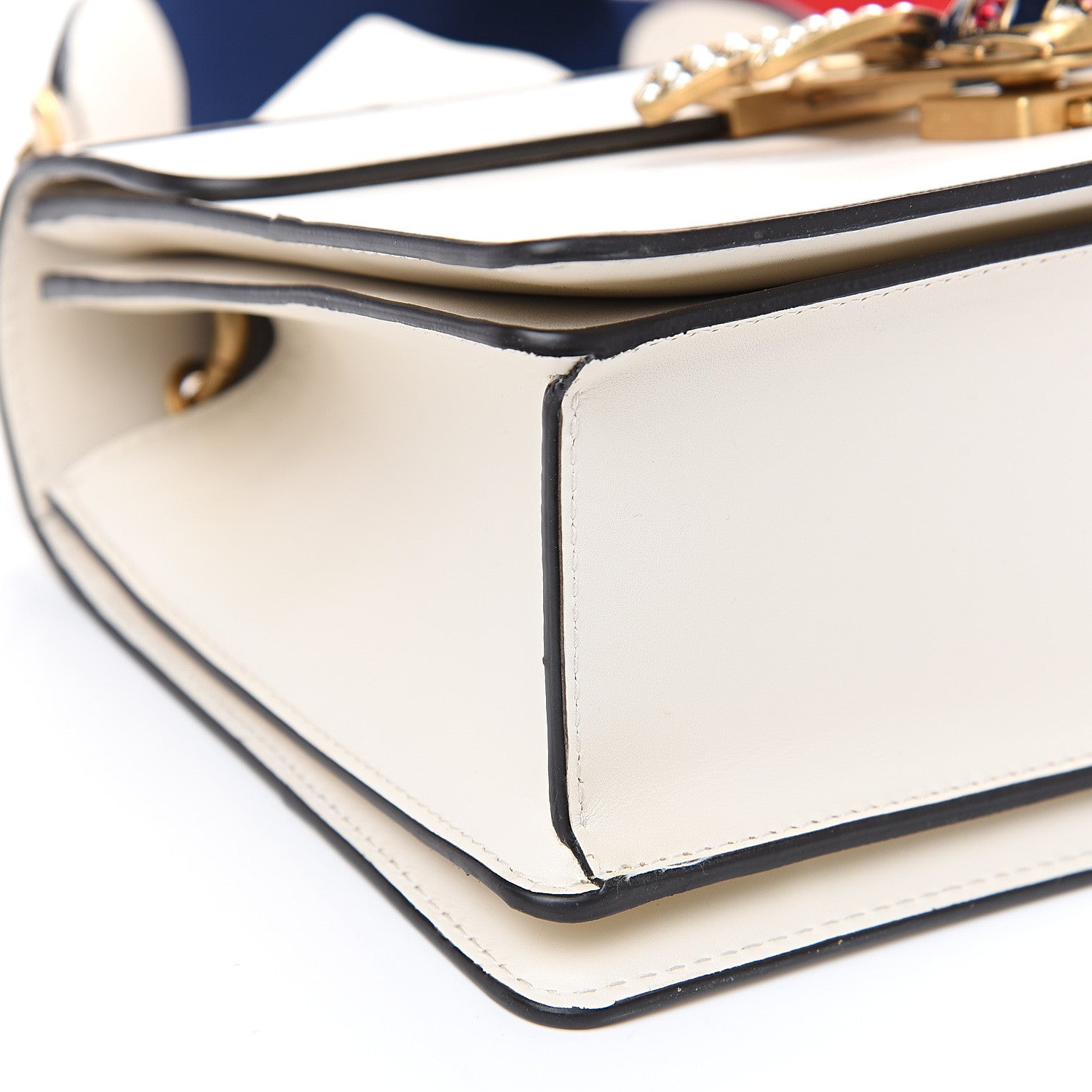 Gucci Calfskin Sylvie Web Small Queen Margaret Top Handle Bag White 8 of 9