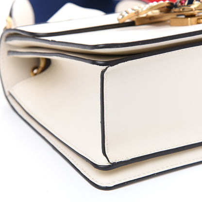 Gucci Calfskin Sylvie Web Small Queen Margaret Top Handle Bag White 8 of 9