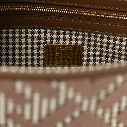 Fendi Wool Vitello King Houndstooth FF Embroidered Baguette Beige Moro 6 of 9