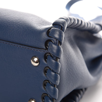 Fendi Calfskin Lace Up Medium Peekaboo Iconic Satchel Blue 12 of 13