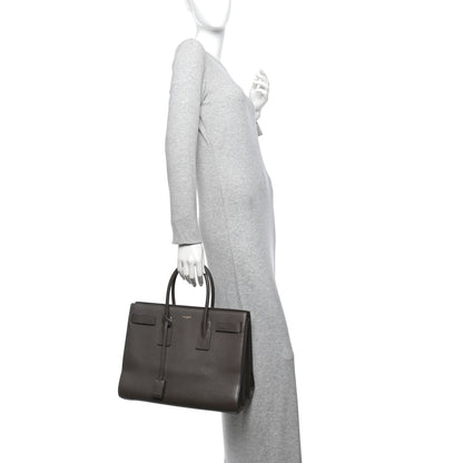 Saint Laurent Grained Calfskin Large Sac de Jour Carryall Earth 2 of 16
