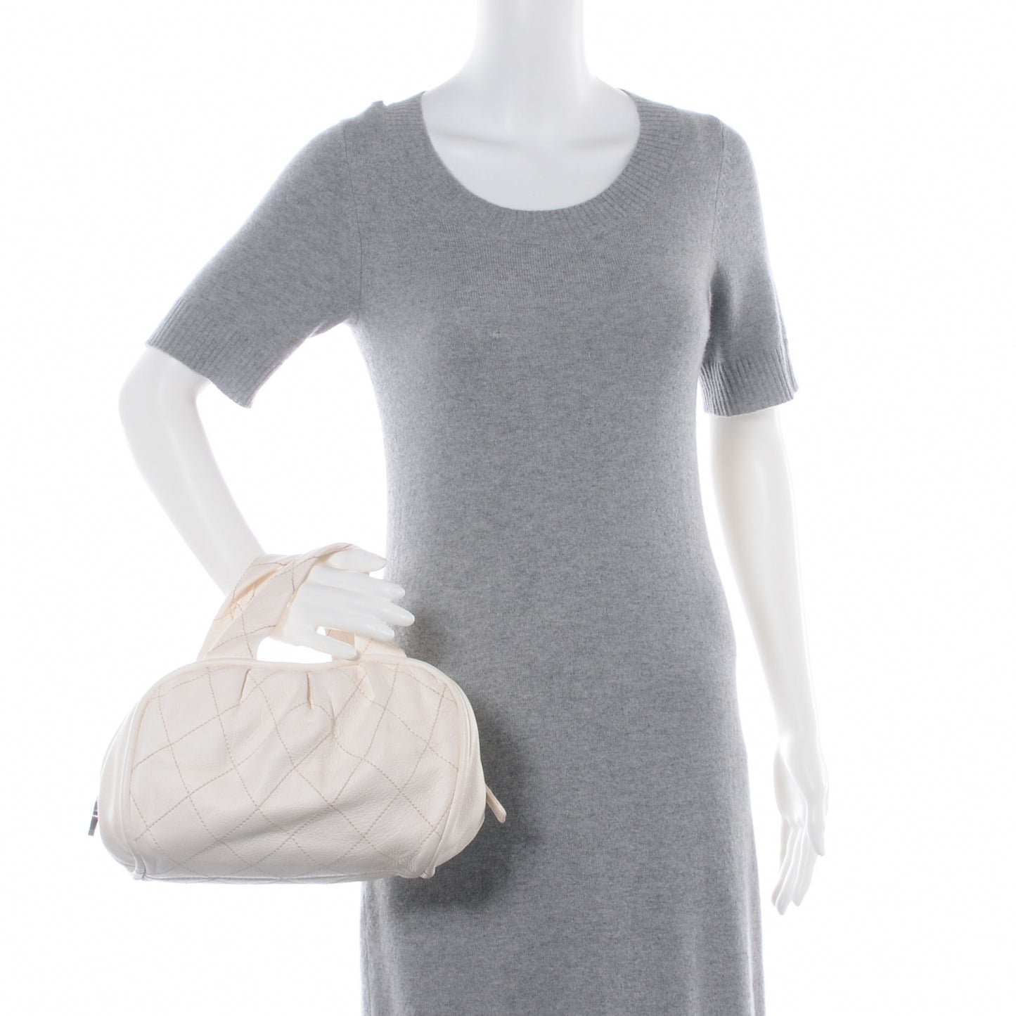 Calfskin Round Bowling Bag White