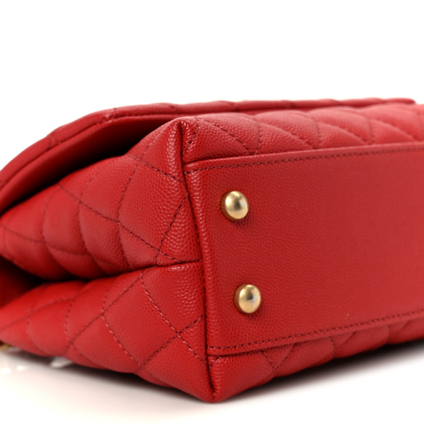 Caviar Lizard Embossed Quilted Mini Coco Handle Flap Red