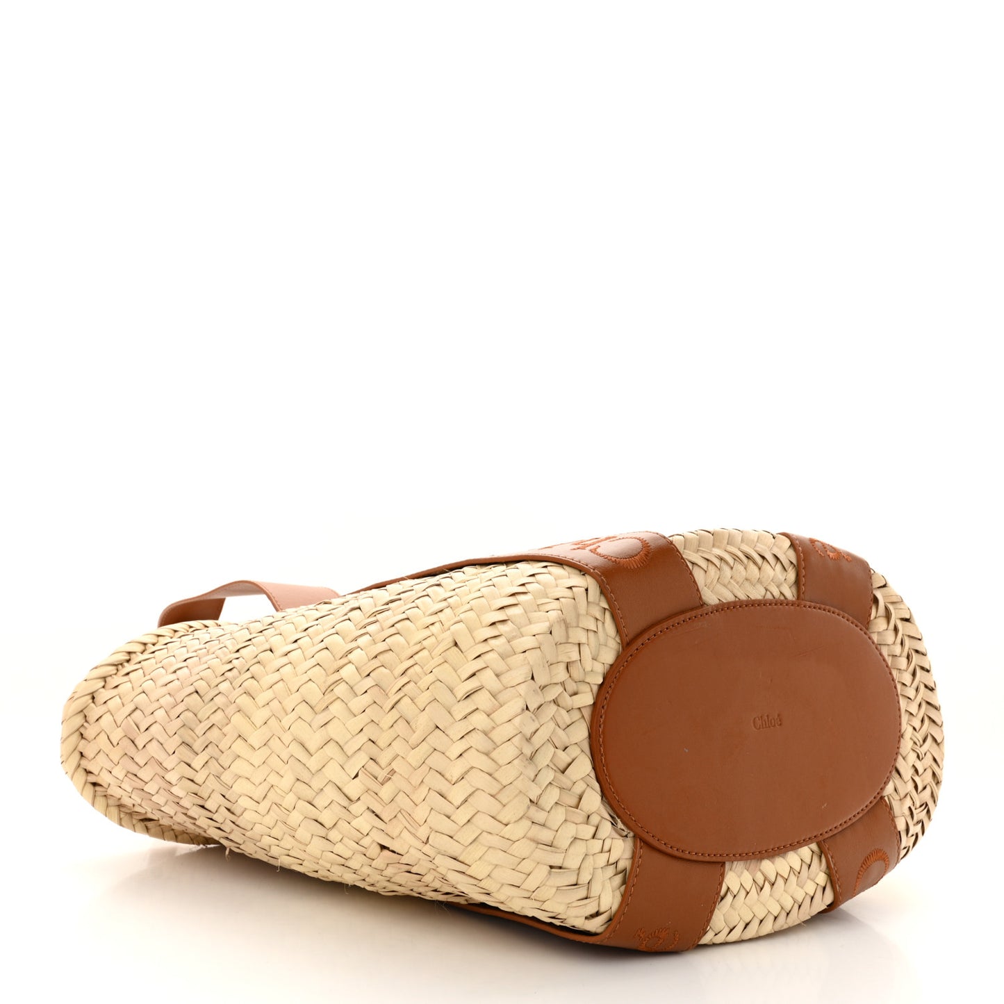 Raffia Smooth Calfskin Medium Sense Basket Caramel