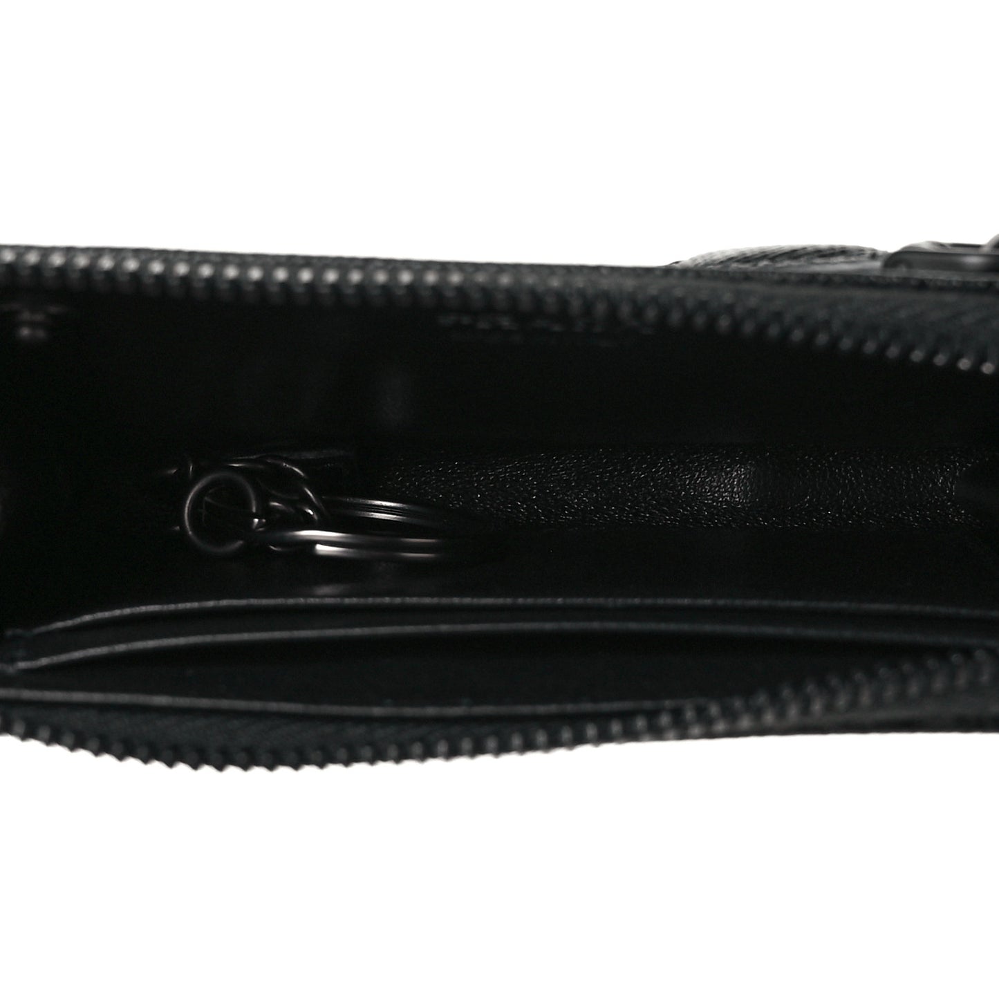 Saffiano Triangle Zip Around Keychain Black