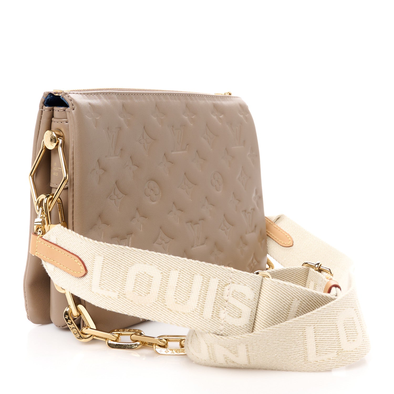 Louis Vuitton Lambskin Embossed Monogram Coussin PM Taupe 3 of 11