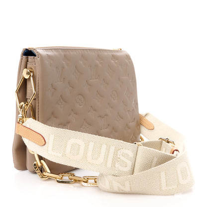 Louis Vuitton Lambskin Embossed Monogram Coussin PM Taupe 3 of 11