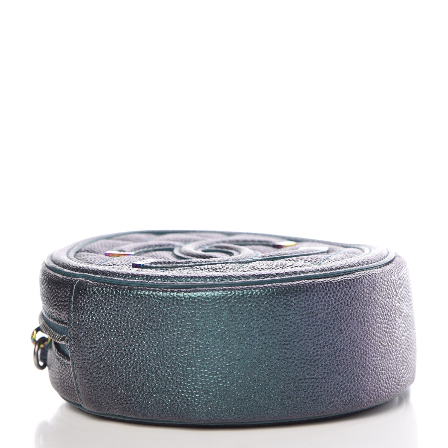 Chanel Iridescent Caviar Quilted Round Filigree Crossbody Dark Turquoise 4 of 10