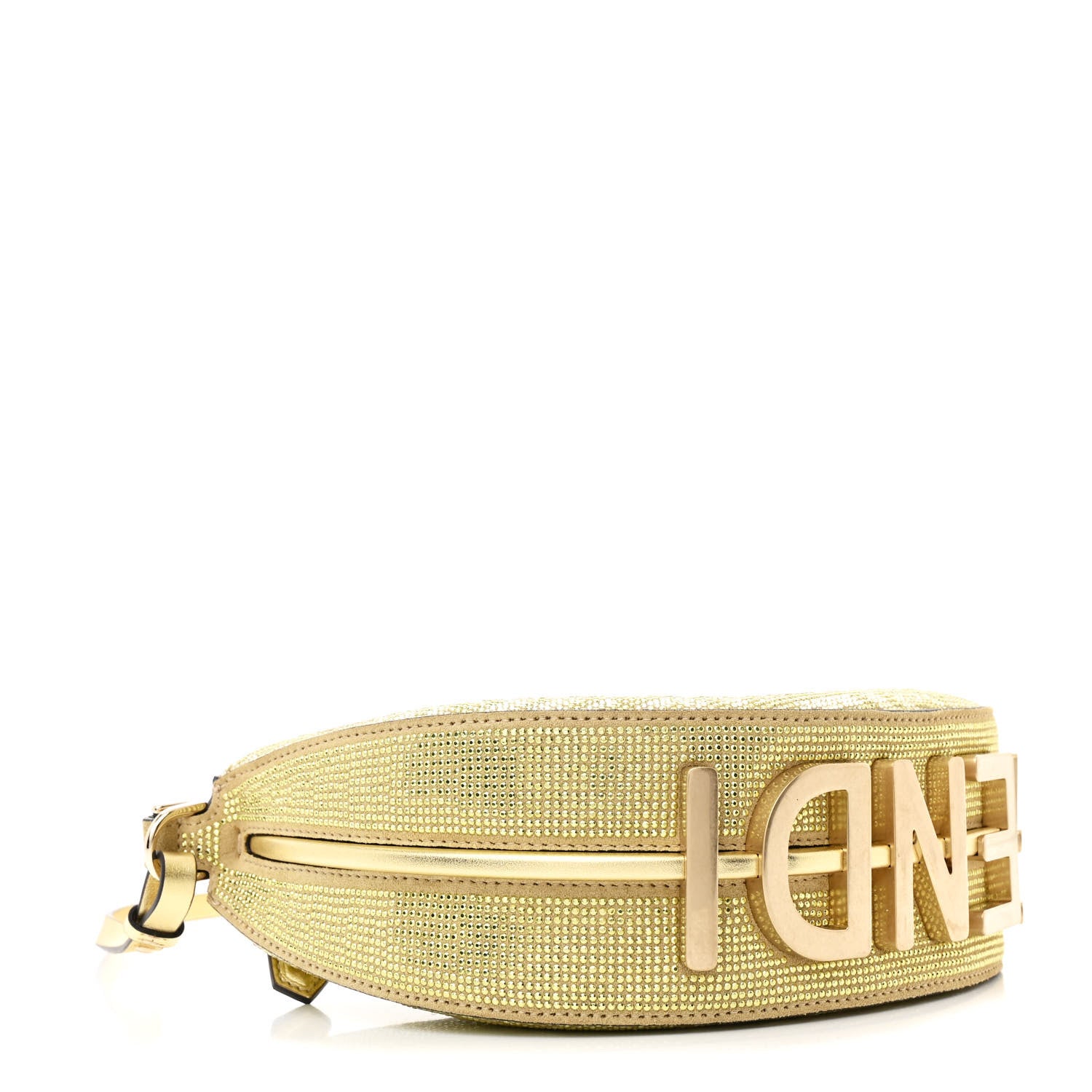Fendi Crystal Vitello Laminato Suede FF Mini Fendigraphy Hobo Bag