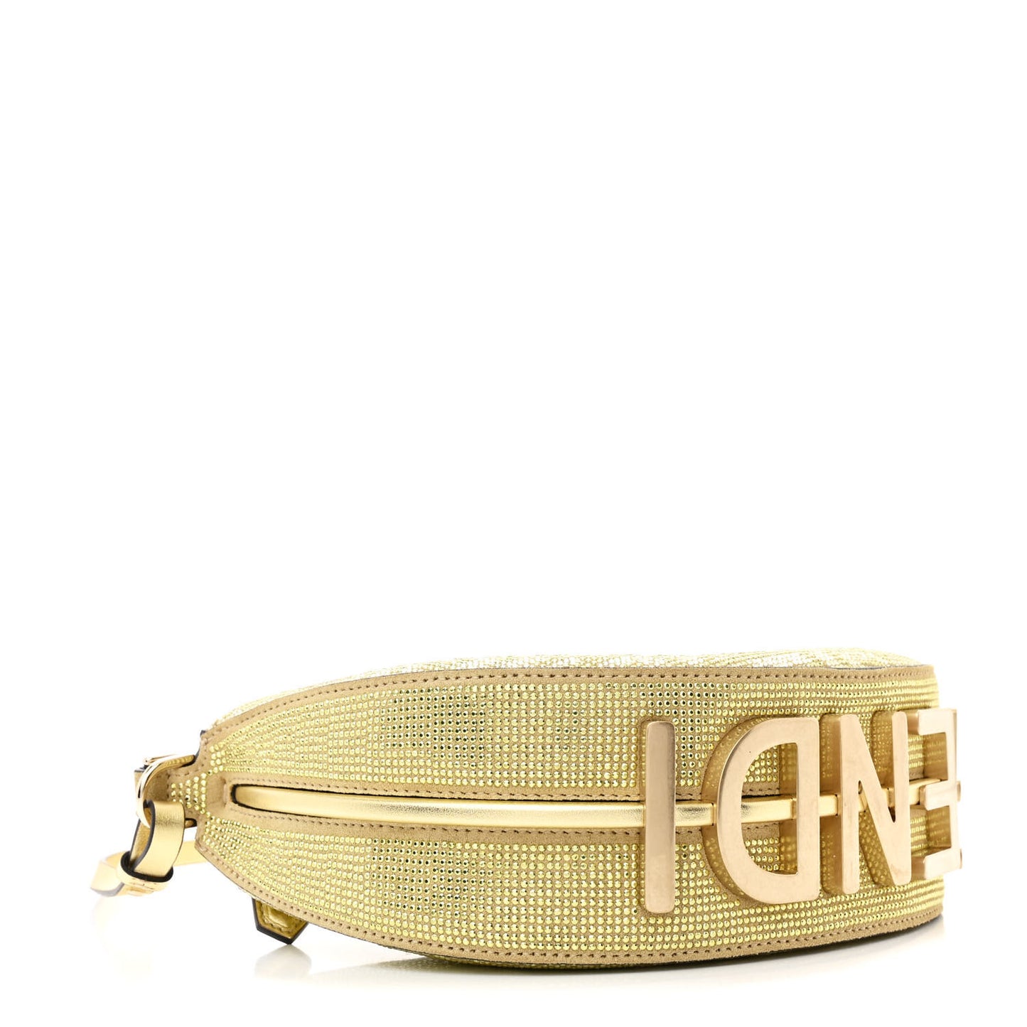 Crystal Vitello Laminato Suede FF Mini Fendigraphy Hobo Bag Platino