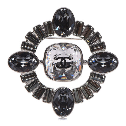 Chanel Baguette Crystal CC Brooch Silver 1 of 5