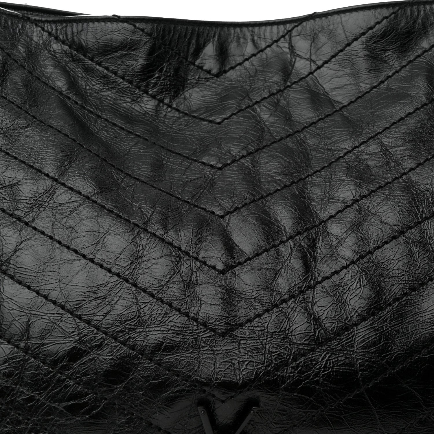 Saint Laurent Crinkled Calfskin Matelasse Monogram Large Niki Shopper Tote Black 8 of 12