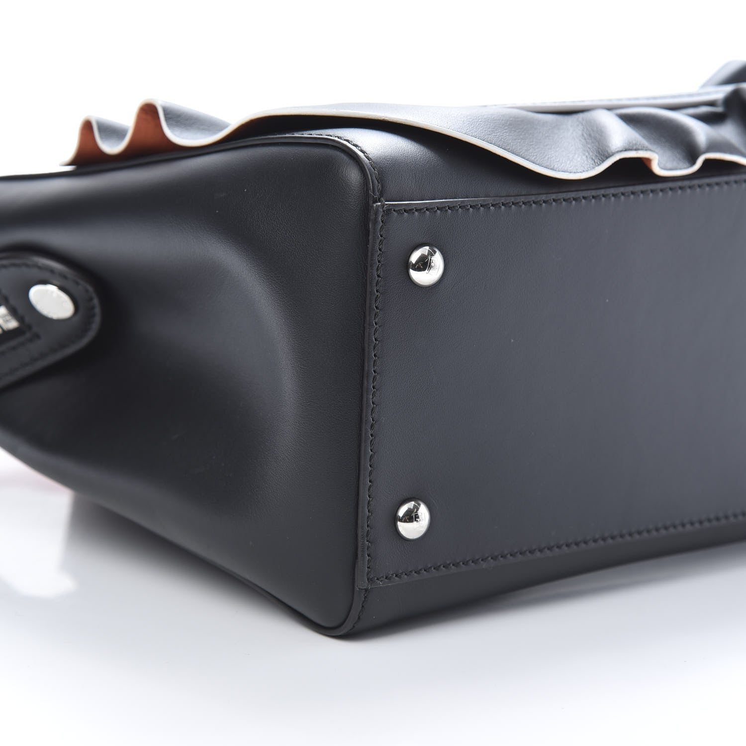 Fendi Vitello Baltico Century Dolce Waves DotCom Satchel Black Terracotta 9 of 12