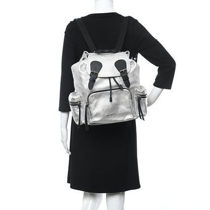Burberry Metallic Deerskin Medium Rucksack Backpack Silver 2 of 14