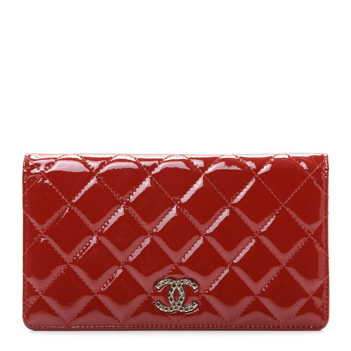 Patent Quilted Brilliant Yen Wallet Red