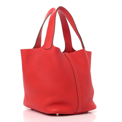Hermes Taurillon Clemence Picotin Lock 22 MM Rouge De Coeur 2 of 8