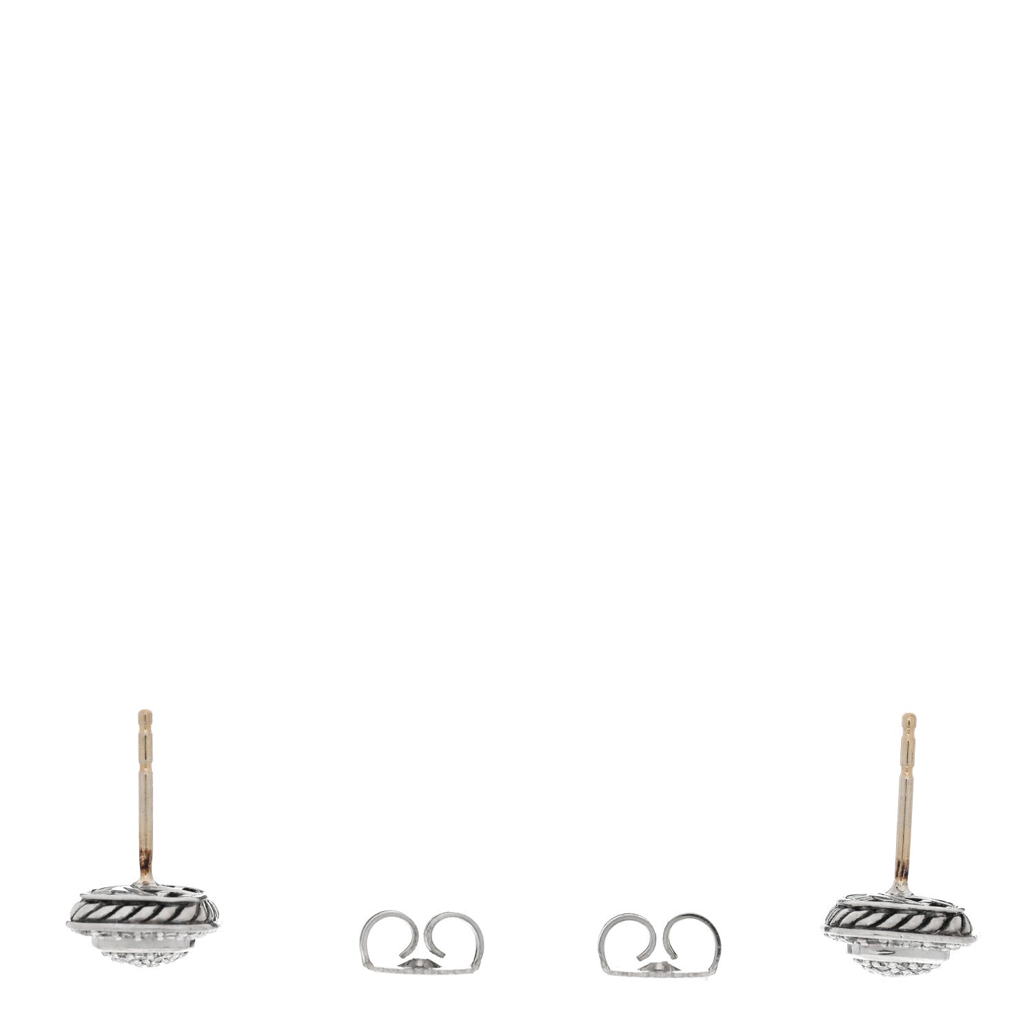David Yurman Sterling Silver Diamond 5mm Pave Albion Earrings 3 of 4