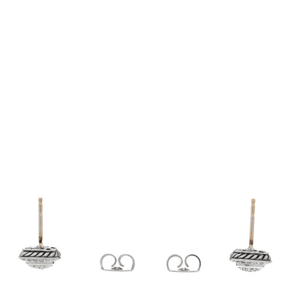 David Yurman Sterling Silver Diamond 5mm Pave Albion Earrings 3 of 4
