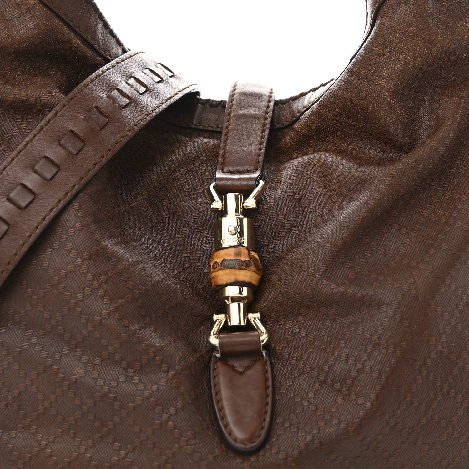 Gucci Calfskin Stitched Braided Large New Jackie Hobo Brown 8 of 12