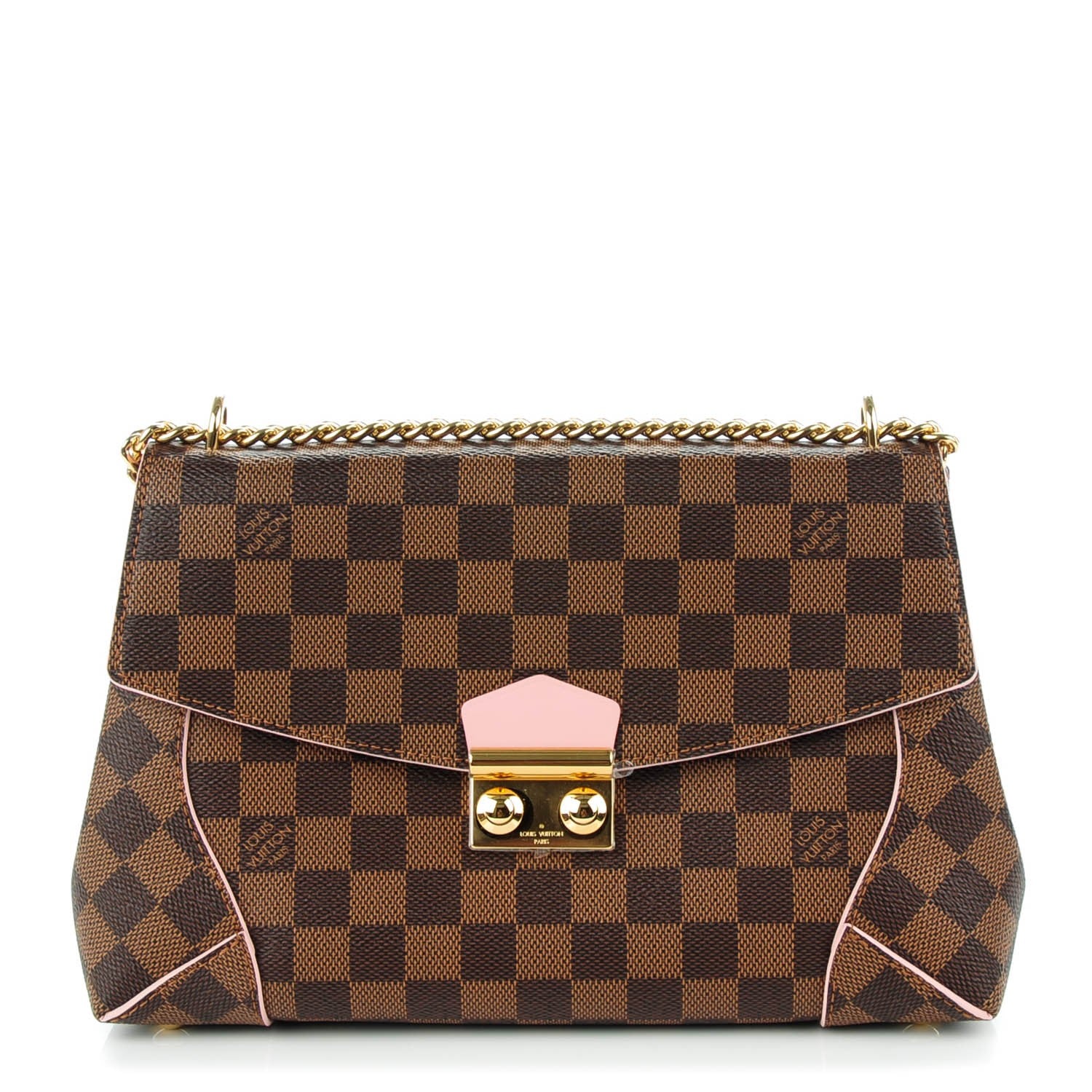 Louis Vuitton Damier Ebene Caissa Clutch Rose Ballerine 1 of 7
