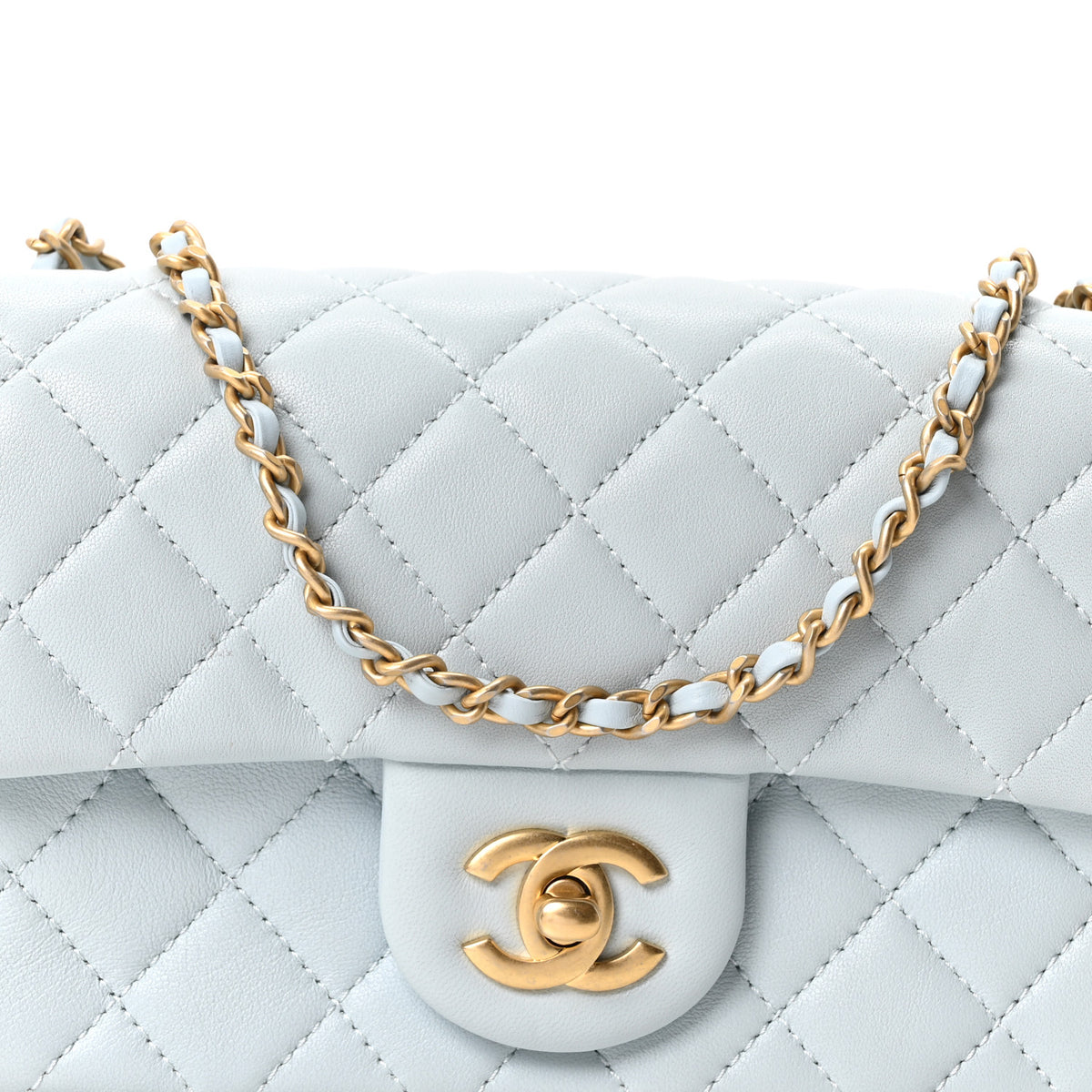 Chanel Lambskin Quilted Mini Rectangular Pearl Crush Flap Light Blue 8 of 11
