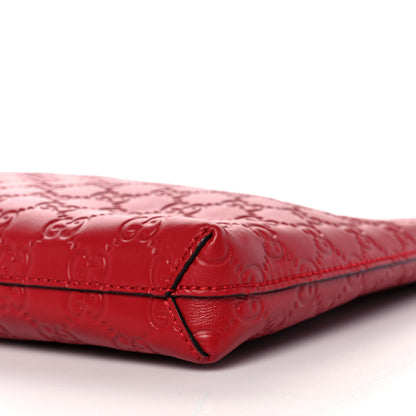 Gucci Guccissima Medium Flat Messenger Bag Red 9 of 9