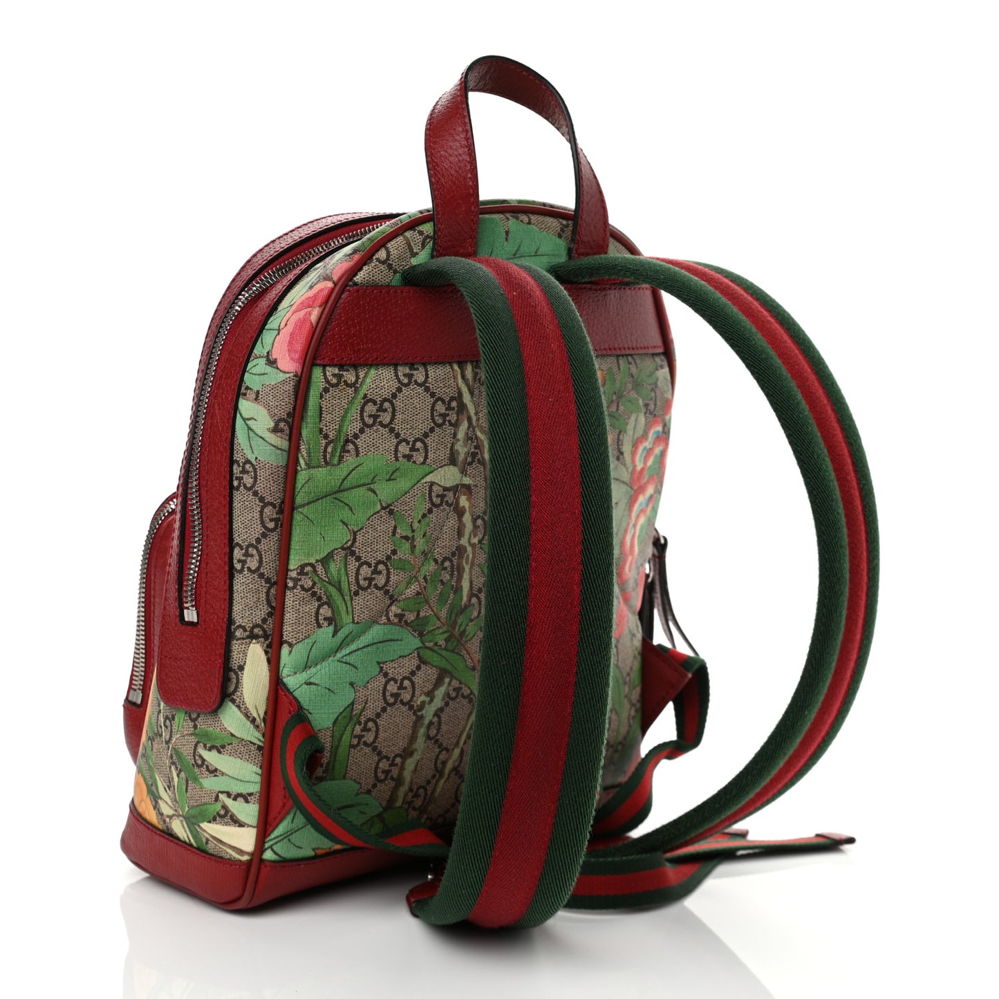 GG Supreme Monogram Tian Web Small Day Backpack Beige Multicolor Red