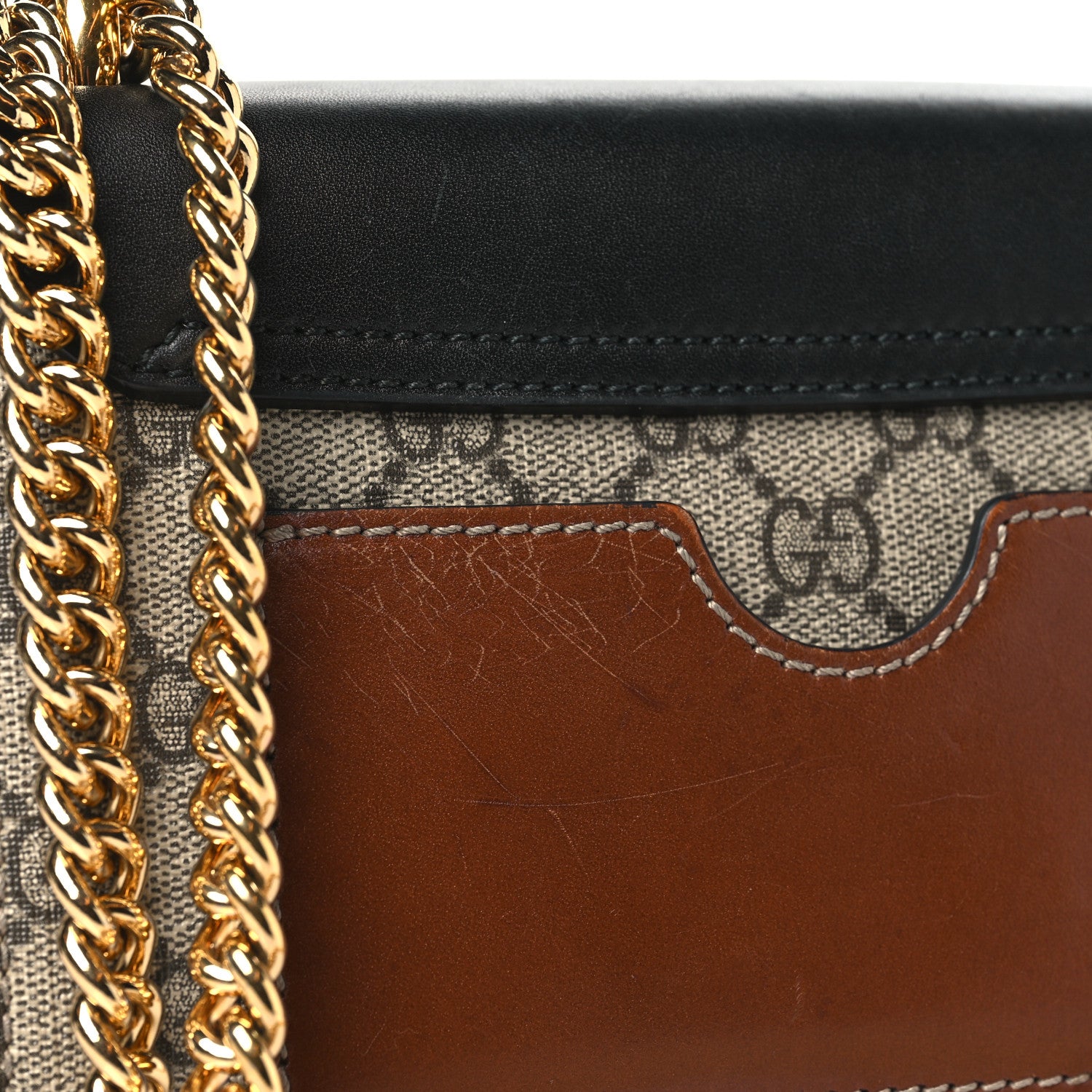 Gucci GG Supreme Monogram Calfskin Small Padlock Shoulder Bag Beige Black Cuir 11 of 11