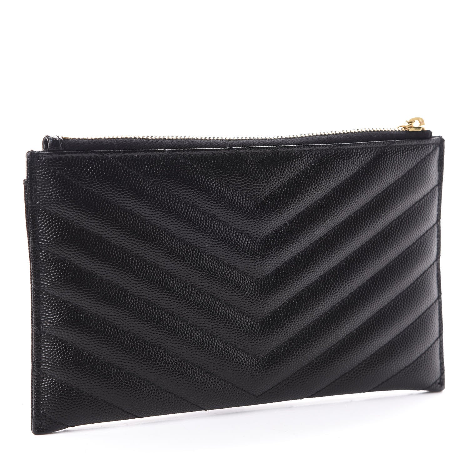 Saint Laurent Grain De Poudre Chevron Monogram Bill Pouch Black 3 of 6