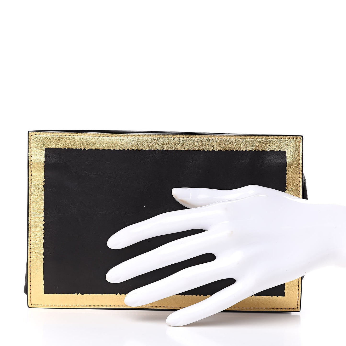 Gilded Waxed Leather Pouch Gold Black