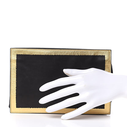 Bottega Veneta Gilded Waxed Leather Pouch Gold Black 2 of 11