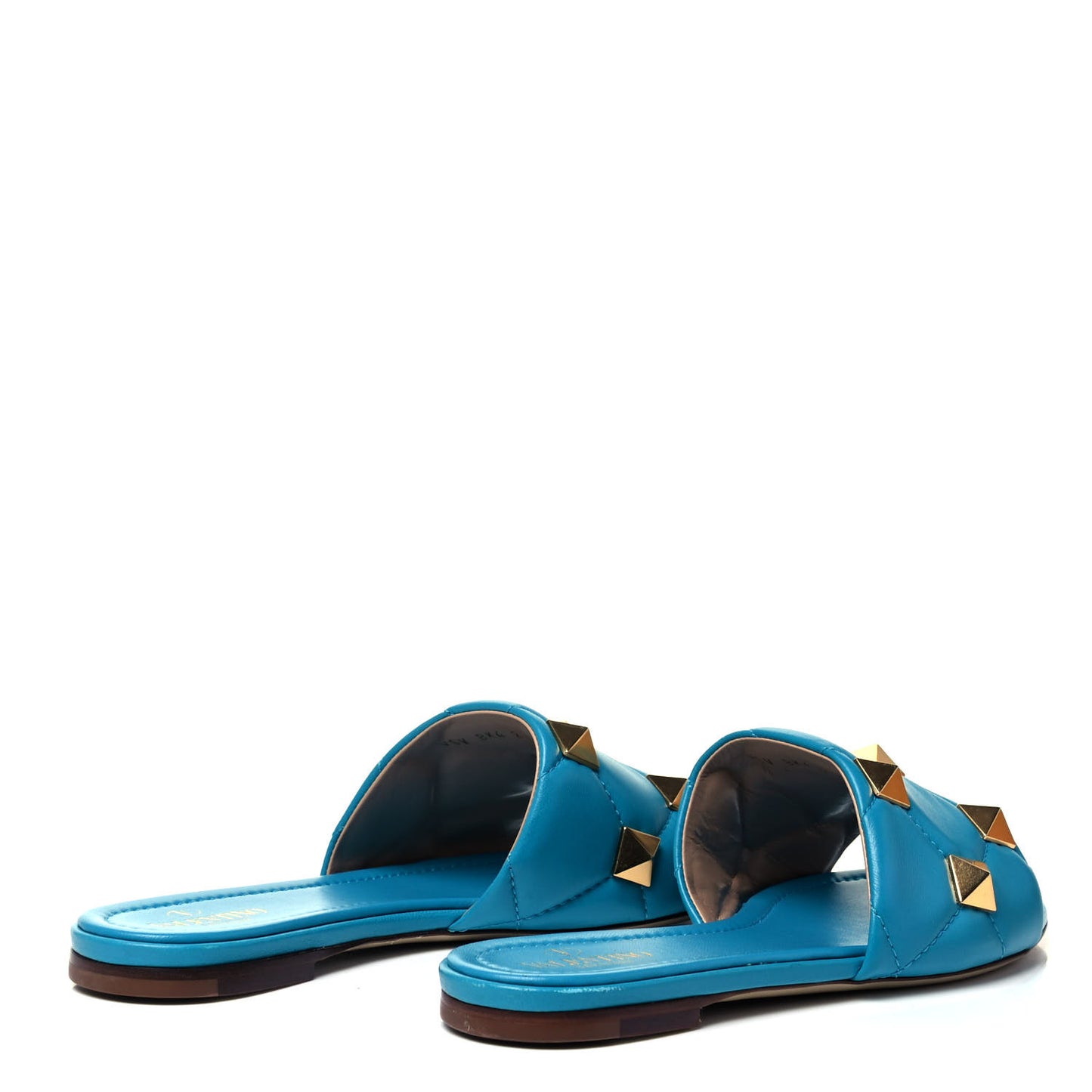 Nappa Roman Stud Flat Slide Sandals 37.5 Sky Fall