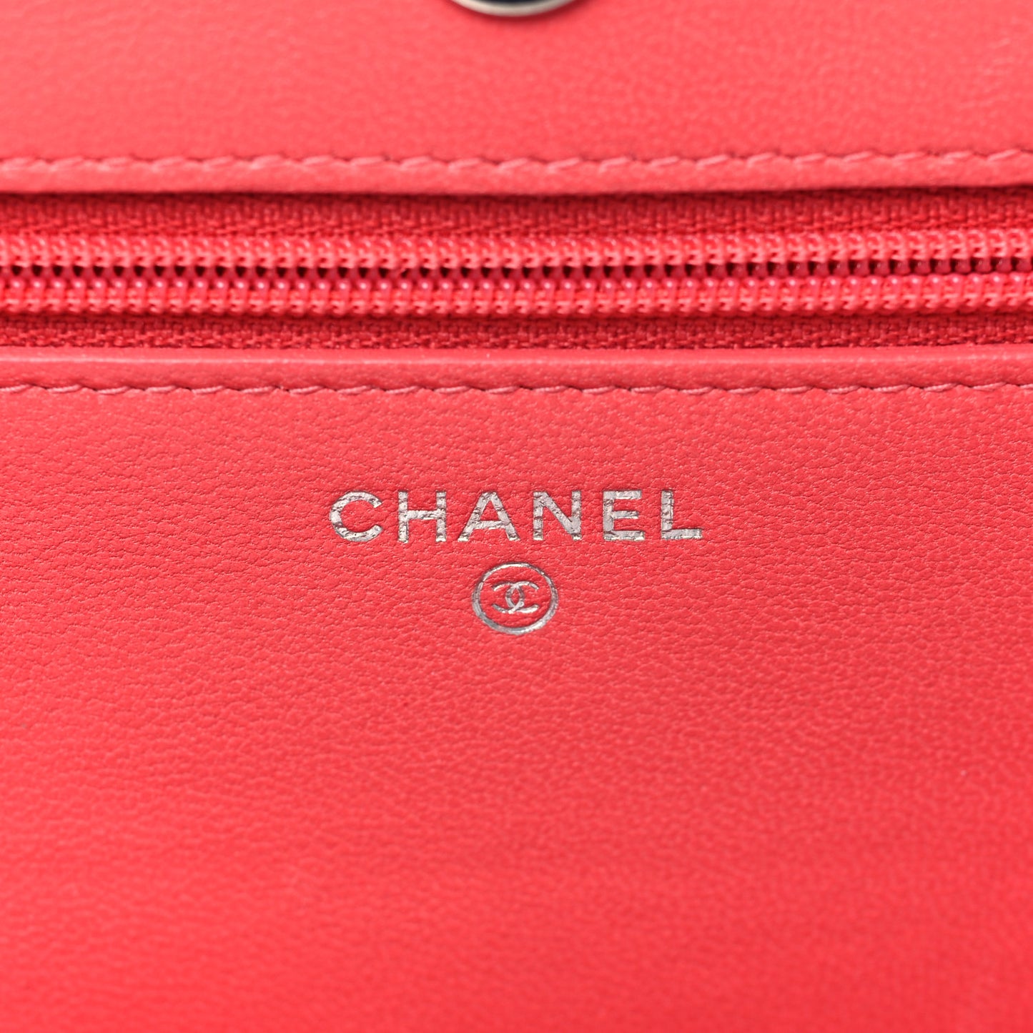 Calfskin Quilted Bi-Color Wallet On Chain WOC Red Pink