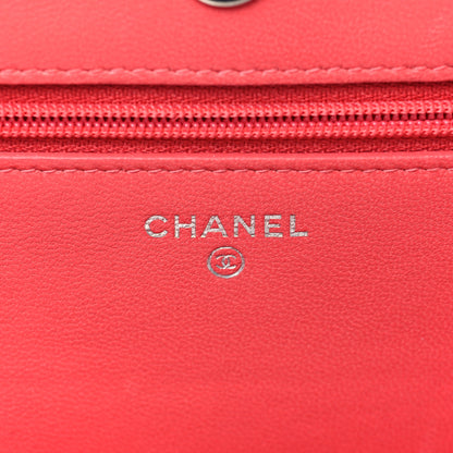 Chanel Calfskin Quilted Bi-Color Wallet On Chain WOC Red Pink 6 of 10