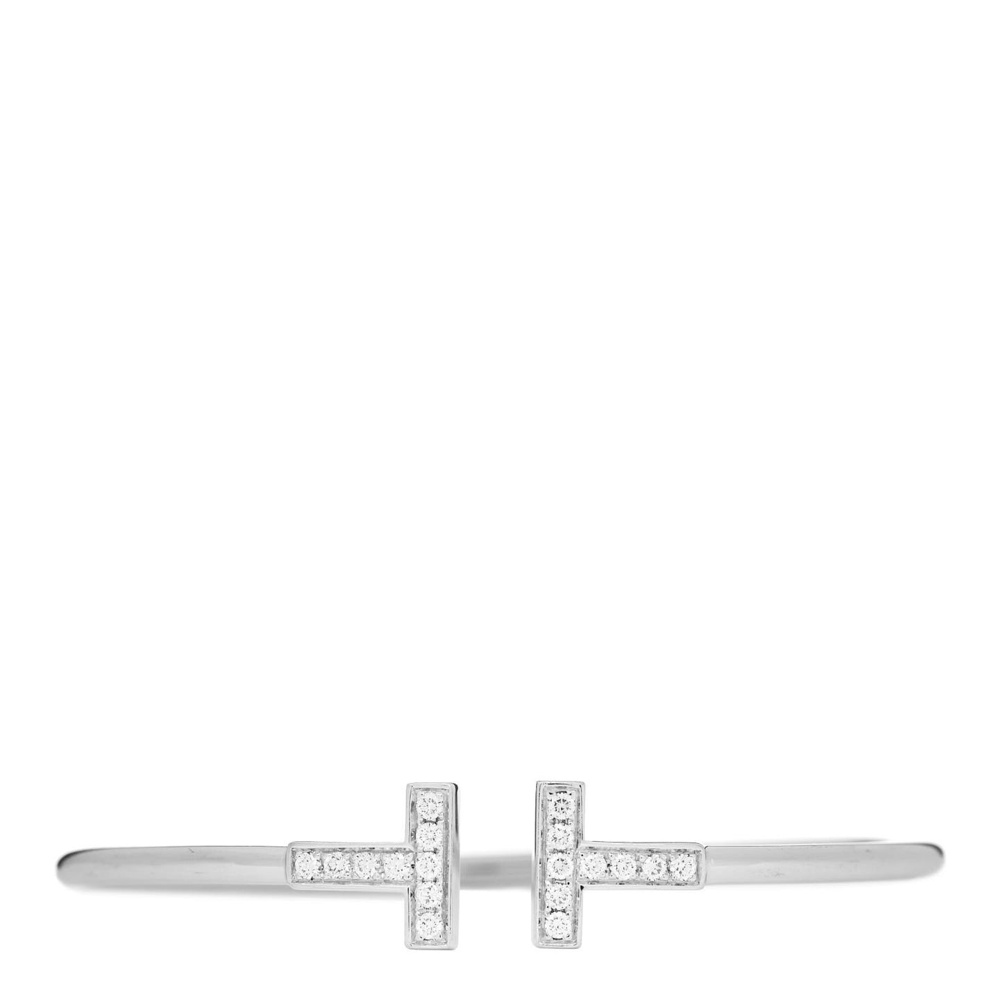 18K White Gold Diamond T Wire Bracelet