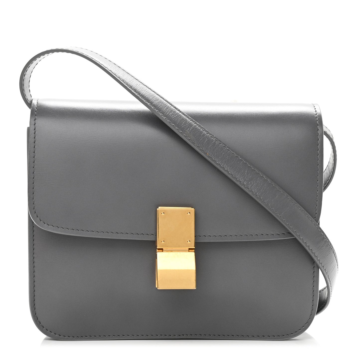 Box Calfskin Teen Classic Box Flap Bag Light Charcoal