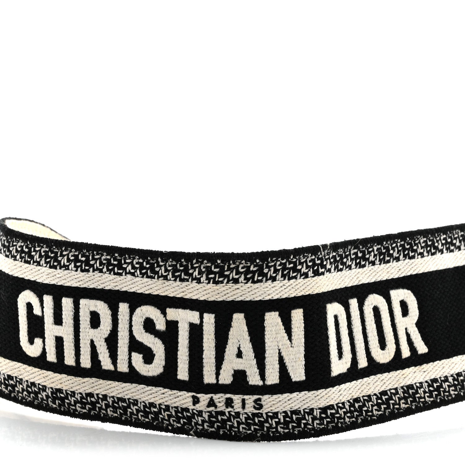 Christian Dior Canvas Embroidered Shoulder Strap Black White 4 of 5