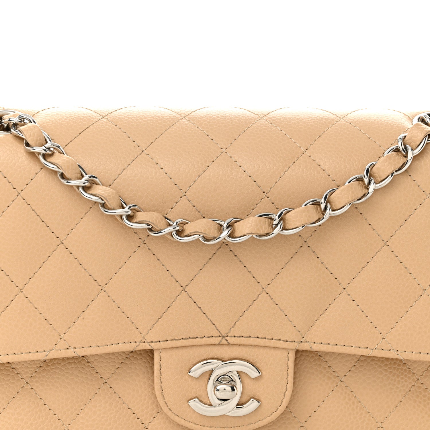Chanel Caviar Quilted Medium Double Flap Beige 8 of 13