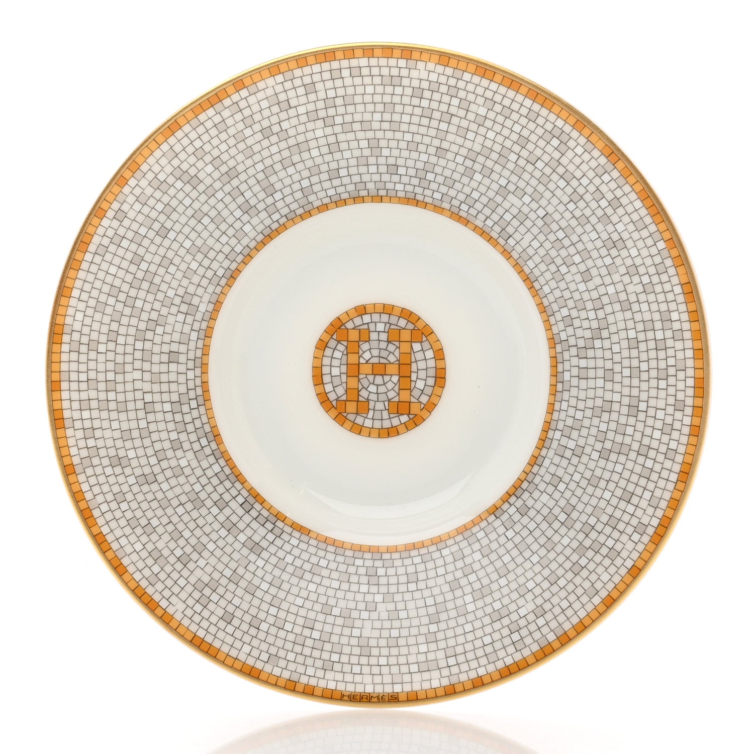 Hermes Porcelain Mosaique Au 24 Gold Coffee Cup and Saucer Set of 2 7 of 10