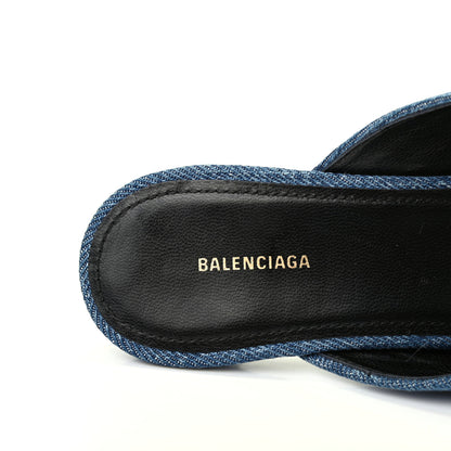 Balenciaga Japanese Vintage Denim BB Knife Pointed Toe 40mm Mules 38.5 Light Blue 8 of 12