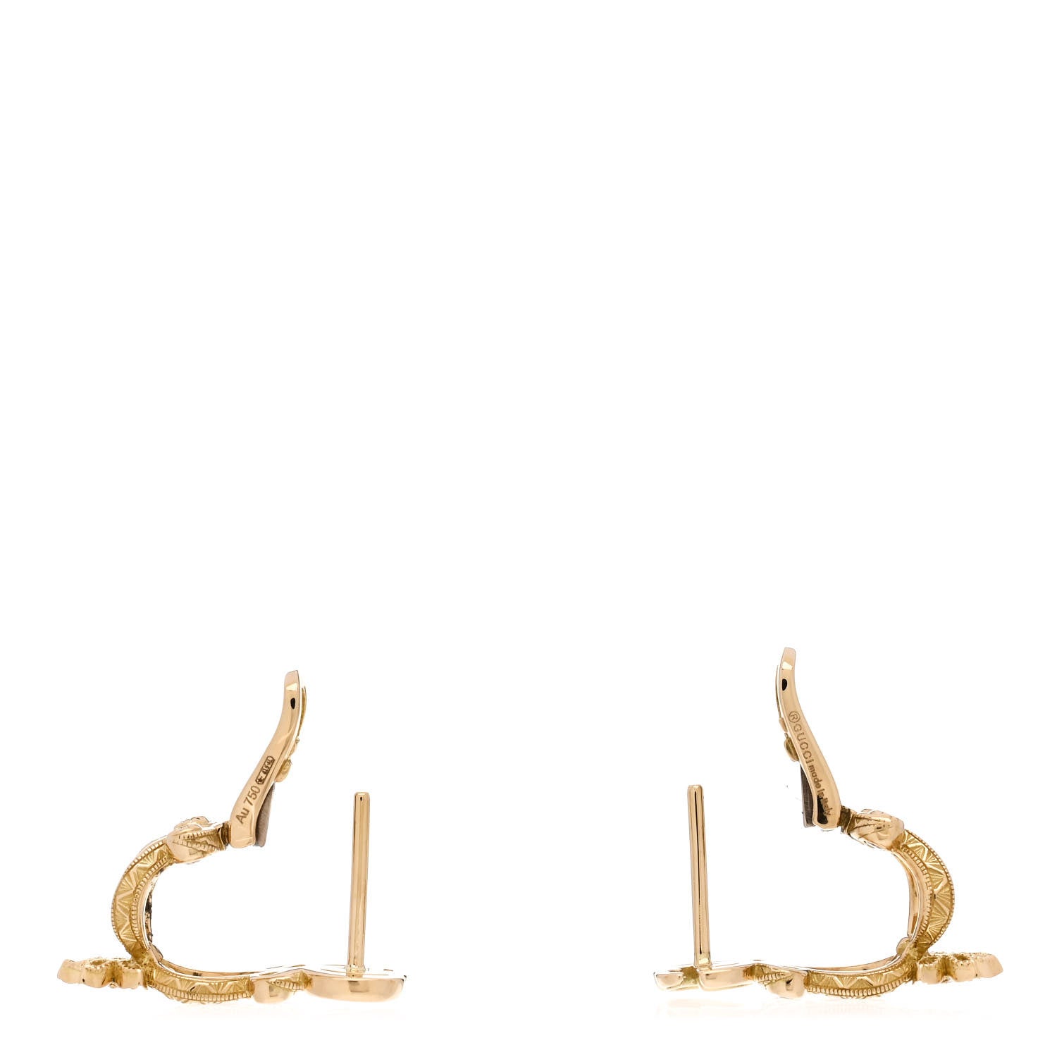 Gucci 18K Yellow Gold Diamond Flora Pave Earrings 3 of 5